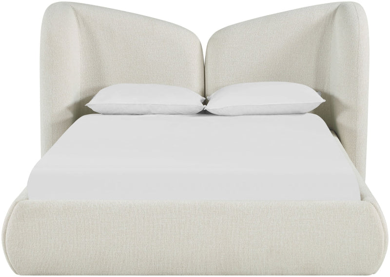 Elowen Chenille Fabric Upholstered Full Bed in Cream - ElowenCream-F