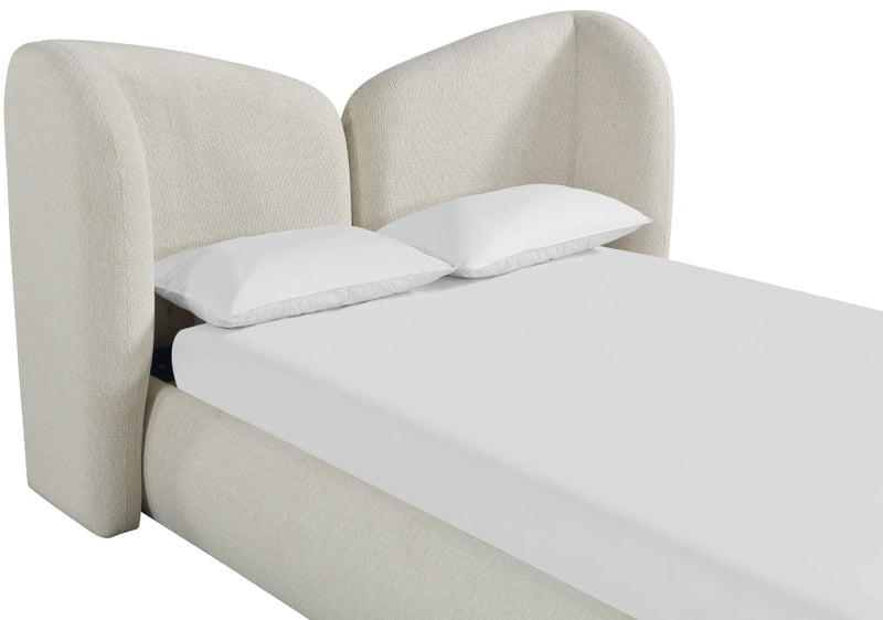 Elowen Chenille Fabric Upholstered Full Bed in Cream - ElowenCream-F