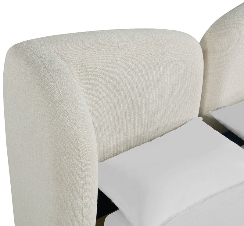 Elowen Chenille Fabric Upholstered Full Bed in Cream - ElowenCream-F