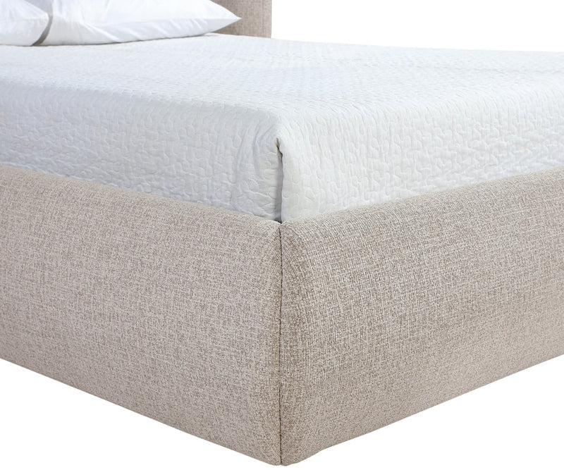 Elowen Chenille Fabric Upholstered Queen Bed in Beige - ElowenBeige-Q