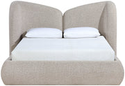 Elowen Chenille Fabric Upholstered Queen Bed in Beige - ElowenBeige-Q