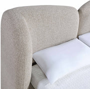 Elowen Chenille Fabric Upholstered Queen Bed in Beige - ElowenBeige-Q