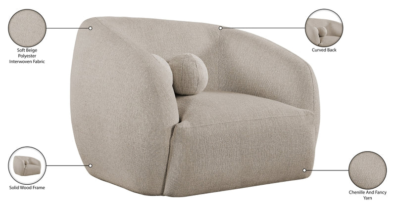 Elowen Fabric Upholstered Chair in Beige - 107Beige-C
