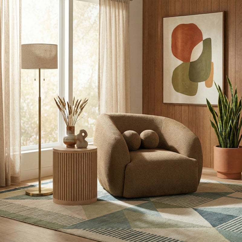 Elowen Fabric Upholstered Chair in Brown - 107Brown-C