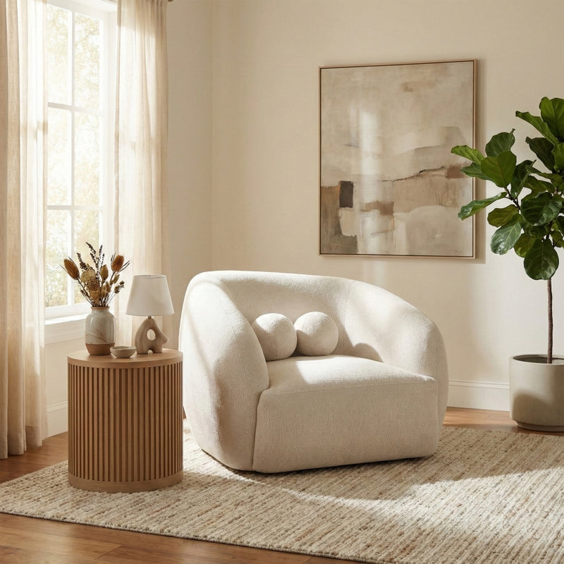 Elowen Fabric Upholstered Chair in Cream - 107Cream-C