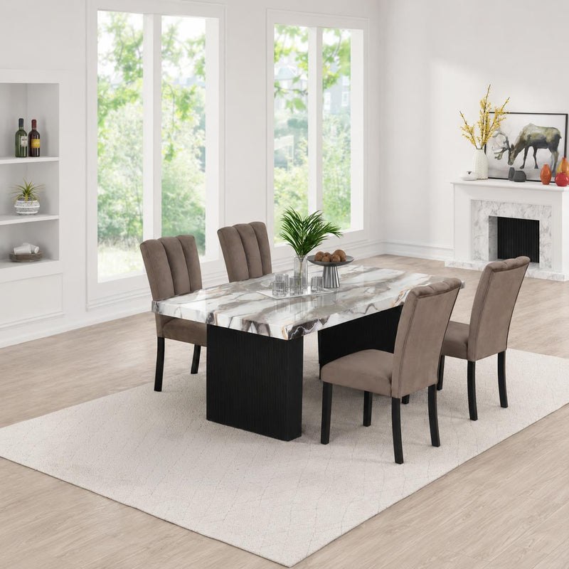Elsa - 5PC Set, Dining Table and 4 Chairs - D220-5PC-Set