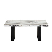 Elsa - Black Rectangular Shape Dining Table with Faux Marble Top - D220-Table