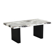 Elsa - Black Rectangular Shape Dining Table with Faux Marble Top - D220-Table