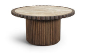 Elvira Genuine Marble And Mango Wood Coffee Table in Beige Brown - 77020Beige-CT