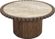Elvira Genuine Marble And Mango Wood Coffee Table in Beige Brown - 77020Beige-CT