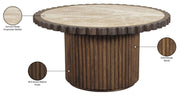 Elvira Genuine Marble And Mango Wood Coffee Table in Beige Brown - 77020Beige-CT