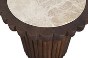 Elvira Genuine Marble And Mango Wood End Table in Beige Brown - 77020Beige-ET