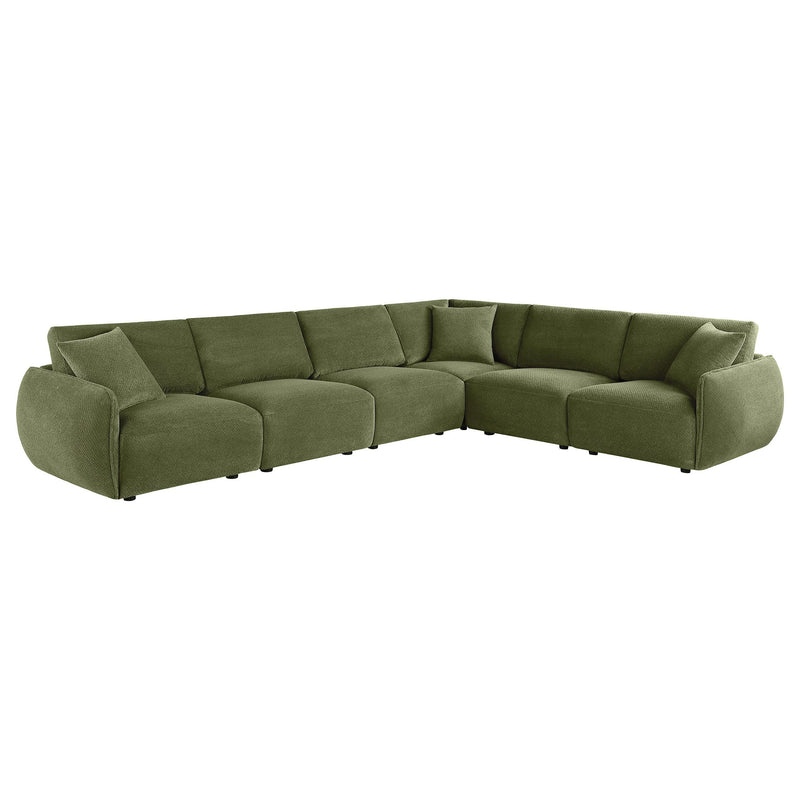 Elysia 6-piece Fabric Upholstered Modular Sectional Sofa Green - 551895-SET