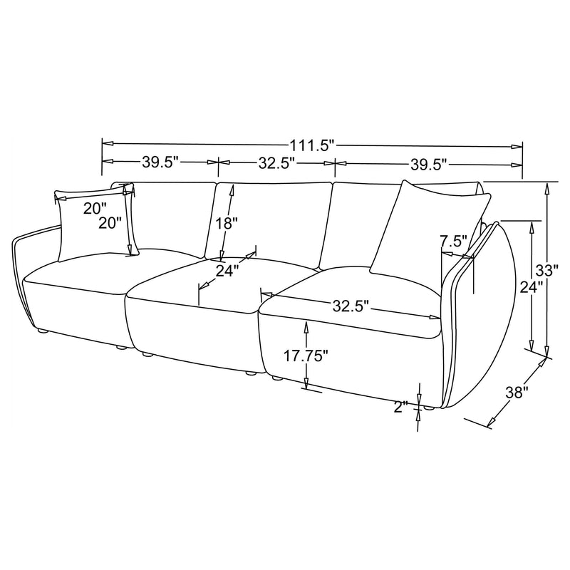 Elysia Fabric Upholstered Modular Lounge Sofa Coral - 551891-SOFA