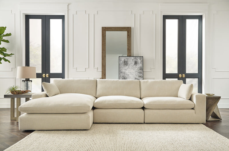 Elyza Linen 3-Piece Sectional with Ottoman from Ashley - Luna Furniture