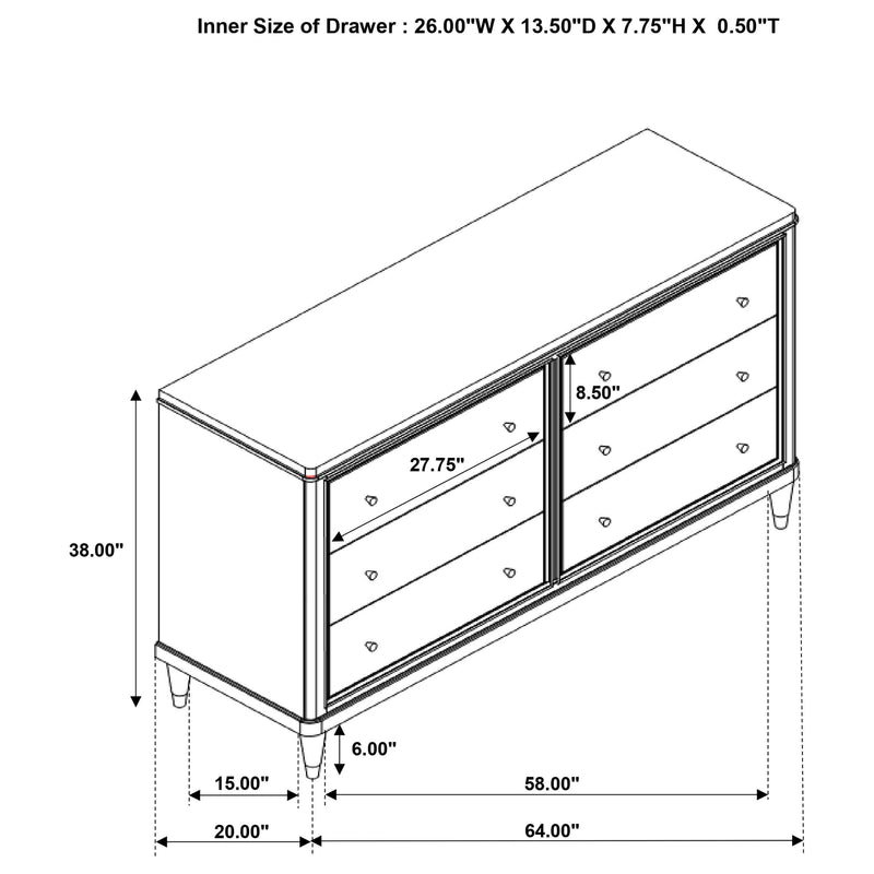 Emberlyn 6-drawer Dresser Brown - 223063