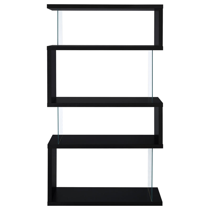 Emelle 63-inch 4-shelf Glass Panel Bookshelf Black - 800340