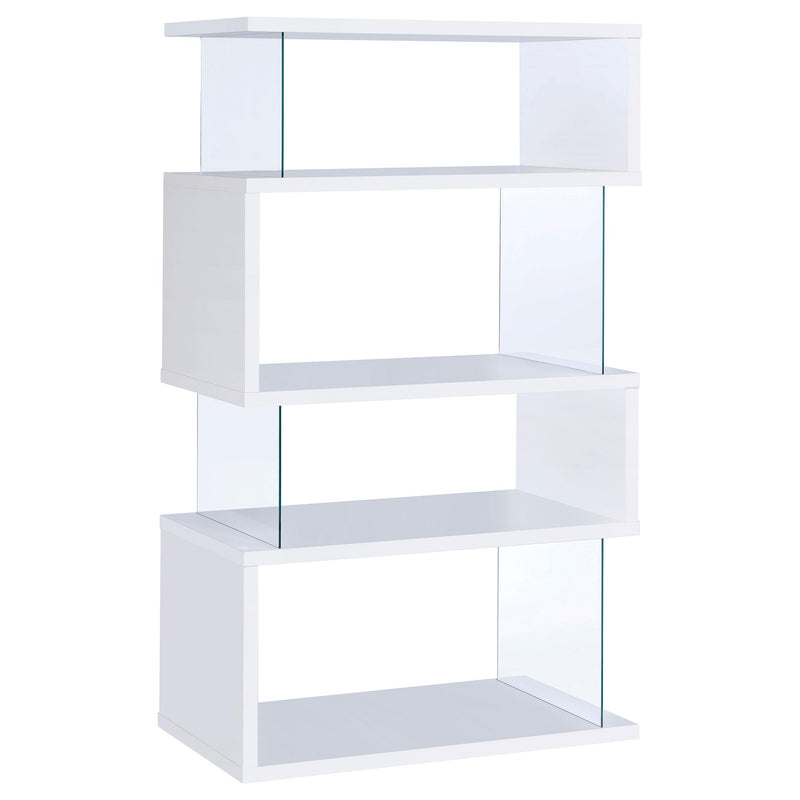 Emelle 63-inch 4-shelf Glass Panel Bookshelf White - 800300