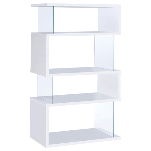 Emelle 63-inch 4-shelf Glass Panel Bookshelf White - 800300