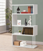Emelle 63-inch 4-shelf Glass Panel Bookshelf White - 800300