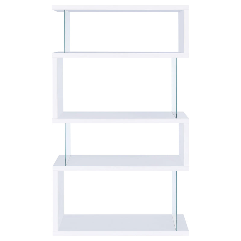 Emelle 63-inch 4-shelf Glass Panel Bookshelf White - 800300