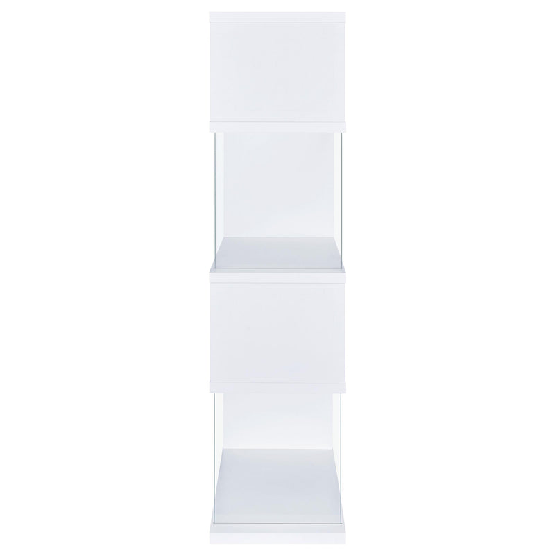 Emelle 63-inch 4-shelf Glass Panel Bookshelf White - 800300