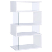 Emelle 63-inch 4-shelf Glass Panel Bookshelf White - 800300