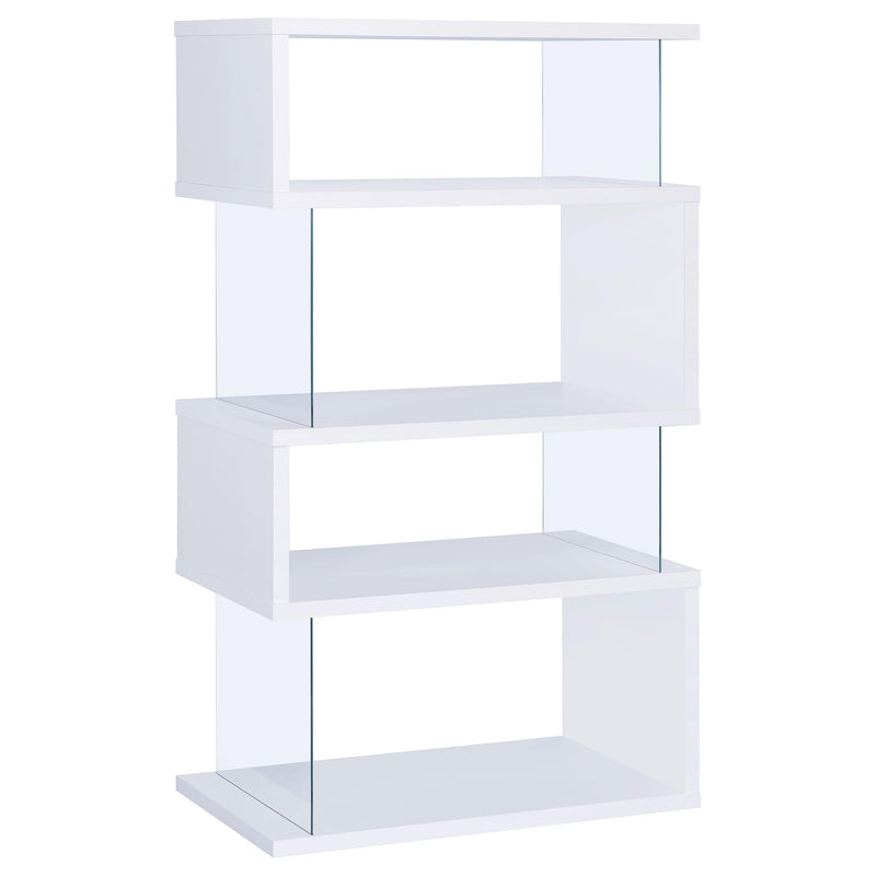 Emelle 63-inch 4-shelf Glass Panel Bookshelf White - 800300