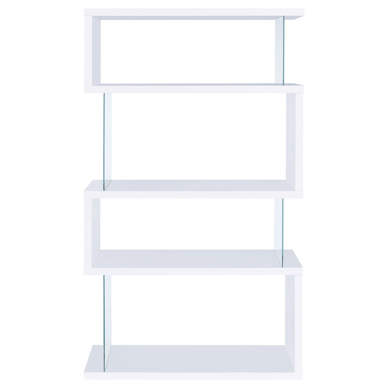 Emelle 63-inch 4-shelf Glass Panel Bookshelf White - 800300