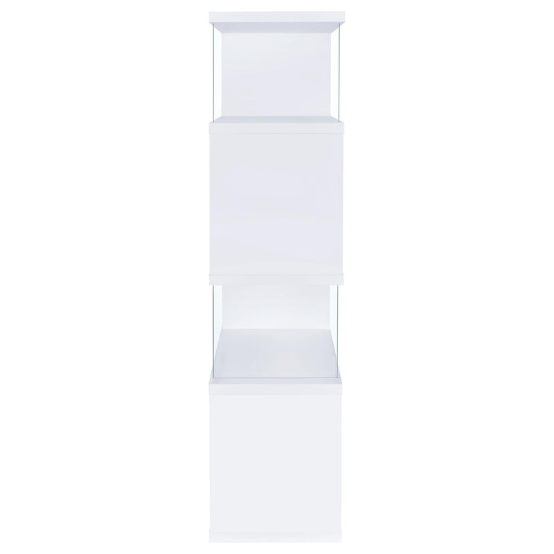 Emelle 63-inch 4-shelf Glass Panel Bookshelf White - 800300