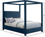 Emerson Linen Textured King Bed (3 Boxes) Blue - Gate FurnitureKing Bed