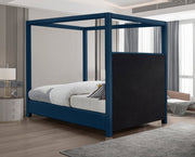 Emerson Linen Textured King Bed (3 Boxes) Blue - Gate FurnitureKing Bed