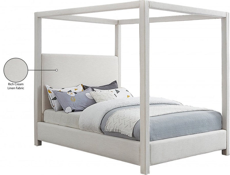 Emerson Linen Textured King Bed (3 Boxes) Cream - Gate FurnitureKing Bed