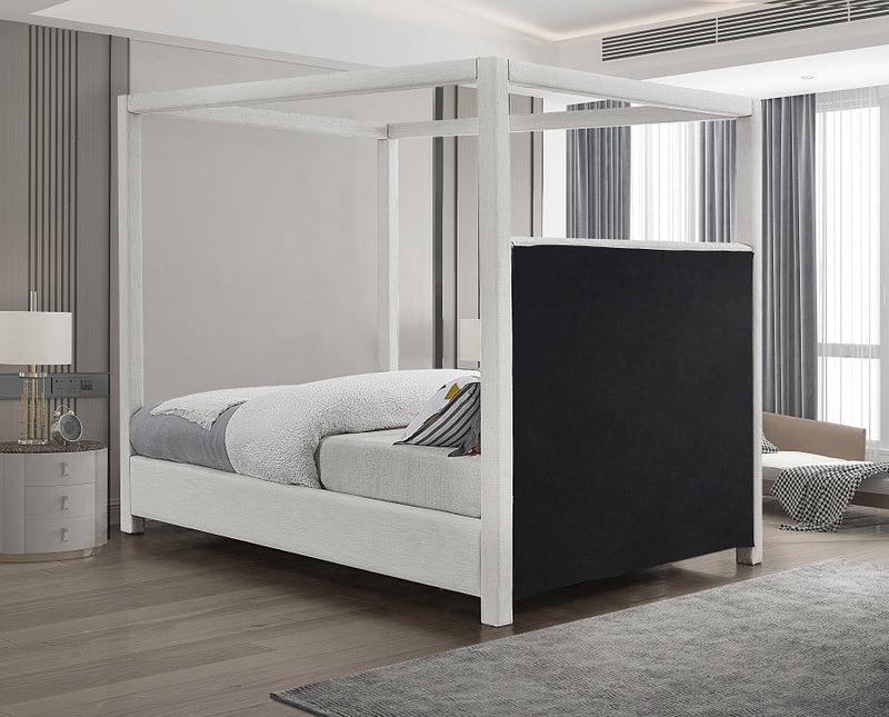 Emerson Linen Textured King Bed (3 Boxes) Cream - Gate FurnitureKing Bed