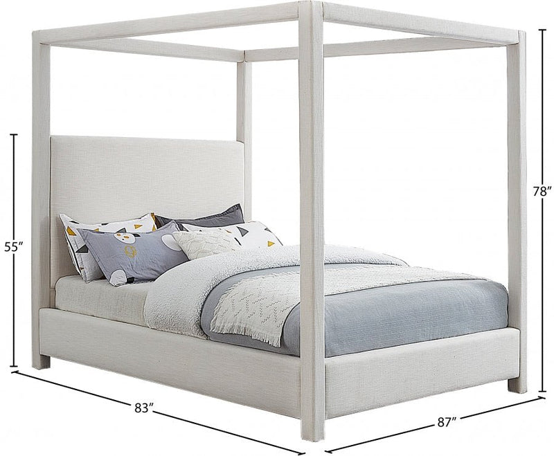 Emerson Linen Textured King Bed (3 Boxes) Cream - Gate FurnitureKing Bed