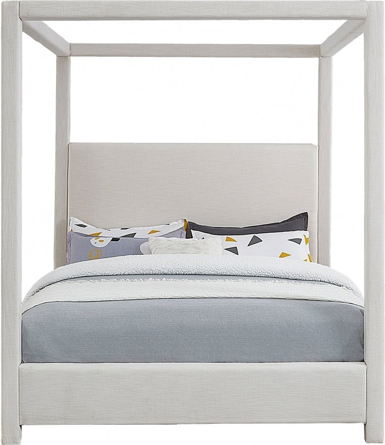 Emerson Linen Textured King Bed (3 Boxes) Cream - Gate FurnitureKing Bed