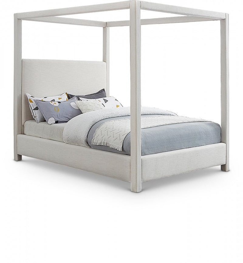 Emerson Linen Textured King Bed (3 Boxes) Cream - Gate FurnitureKing Bed