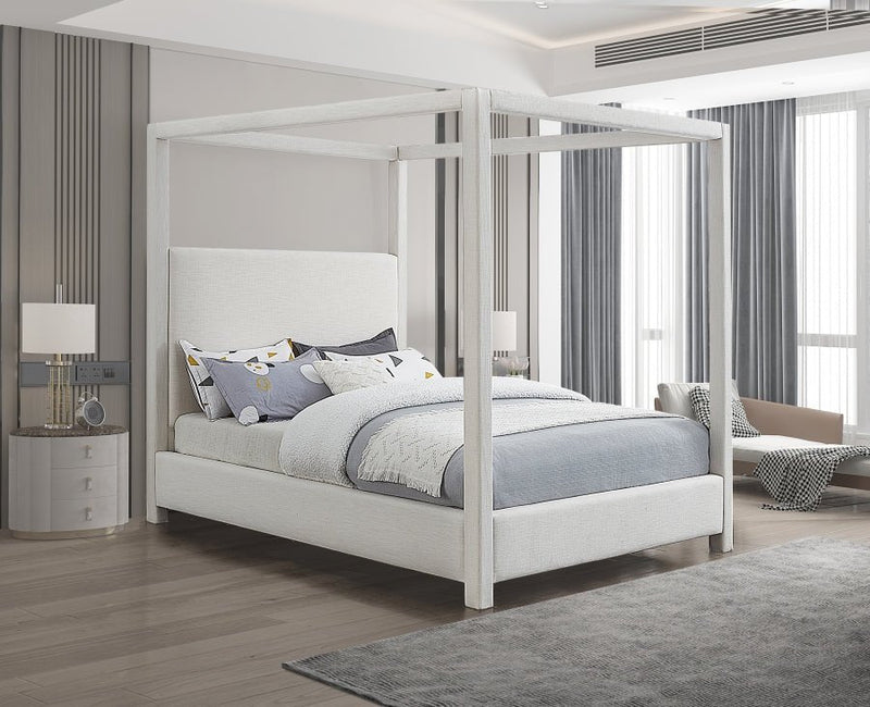 Emerson Linen Textured King Bed (3 Boxes) Cream - Gate FurnitureKing Bed
