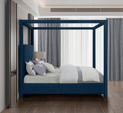 Emerson Linen Textured Queen Bed (3 Boxes) Blue - Gate FurnitureQueen Bed