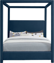 Emerson Linen Textured Queen Bed (3 Boxes) Blue - Gate FurnitureQueen Bed