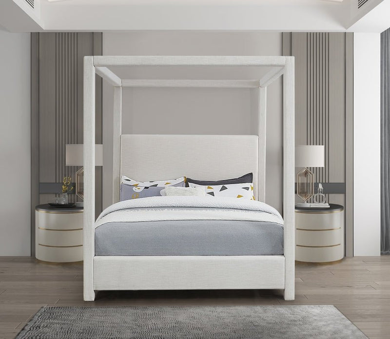 Emerson Linen Textured Queen Bed (3 Boxes) Cream - Gate FurnitureQueen Bed