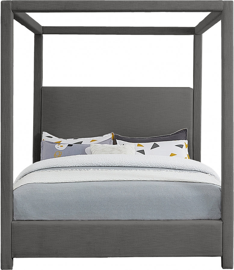 Emerson Linen Textured Queen Bed (3 Boxes) Grey - Gate FurnitureQueen Bed
