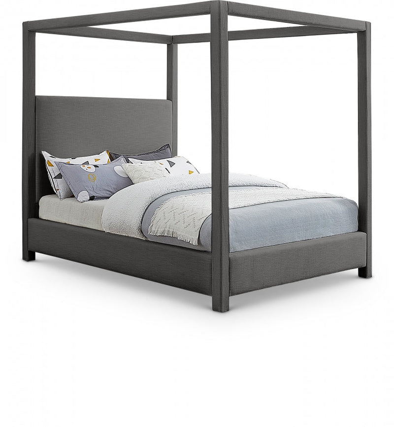 Emerson Linen Textured Queen Bed (3 Boxes) Grey - Gate FurnitureQueen Bed