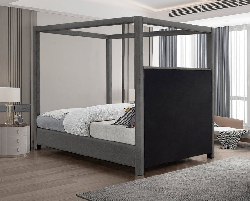 Emerson Linen Textured Queen Bed (3 Boxes) Grey - Gate FurnitureQueen Bed