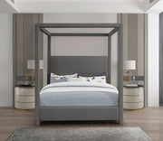 Emerson Linen Textured Queen Bed (3 Boxes) Grey - Gate FurnitureQueen Bed
