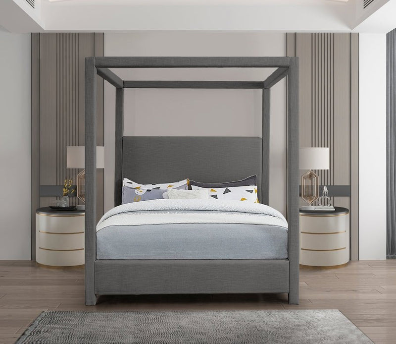 Emerson Linen Textured Queen Bed (3 Boxes) Grey - Gate FurnitureQueen Bed