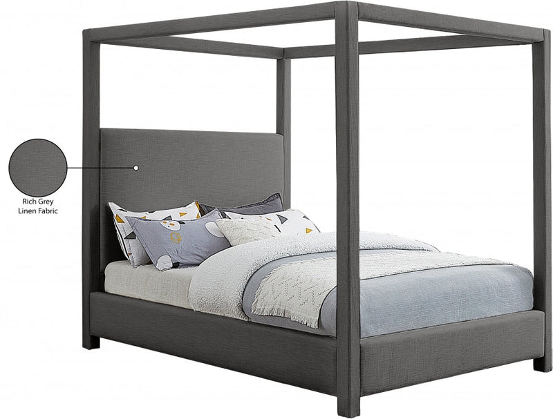 Emerson Linen Textured Queen Bed (3 Boxes) Grey - Gate FurnitureQueen Bed