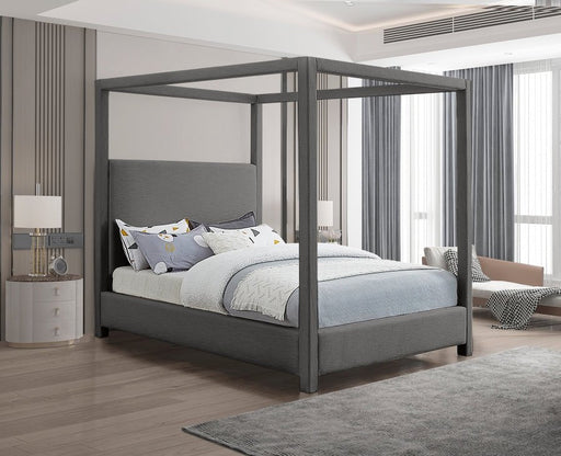 Emerson Linen Textured Queen Bed (3 Boxes) Grey - Gate FurnitureQueen Bed