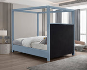 Emerson Linen Textured Queen Bed (3 Boxes) Light Blue - Gate FurnitureQueen Bed