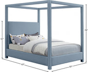 Emerson Linen Textured Queen Bed (3 Boxes) Light Blue - Gate FurnitureQueen Bed